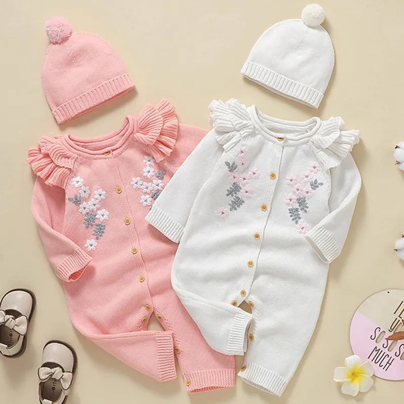 Heart-Shaped Sleeveless Knit Romper for Babies