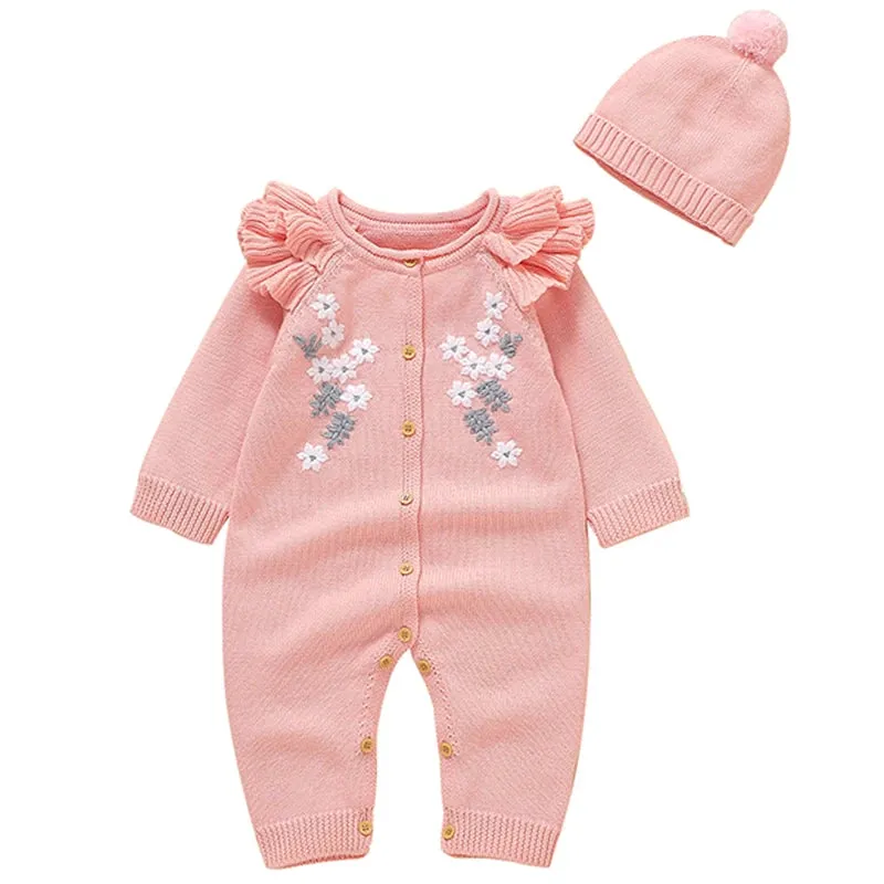 Heart-Shaped Sleeveless Knit Romper for Babies