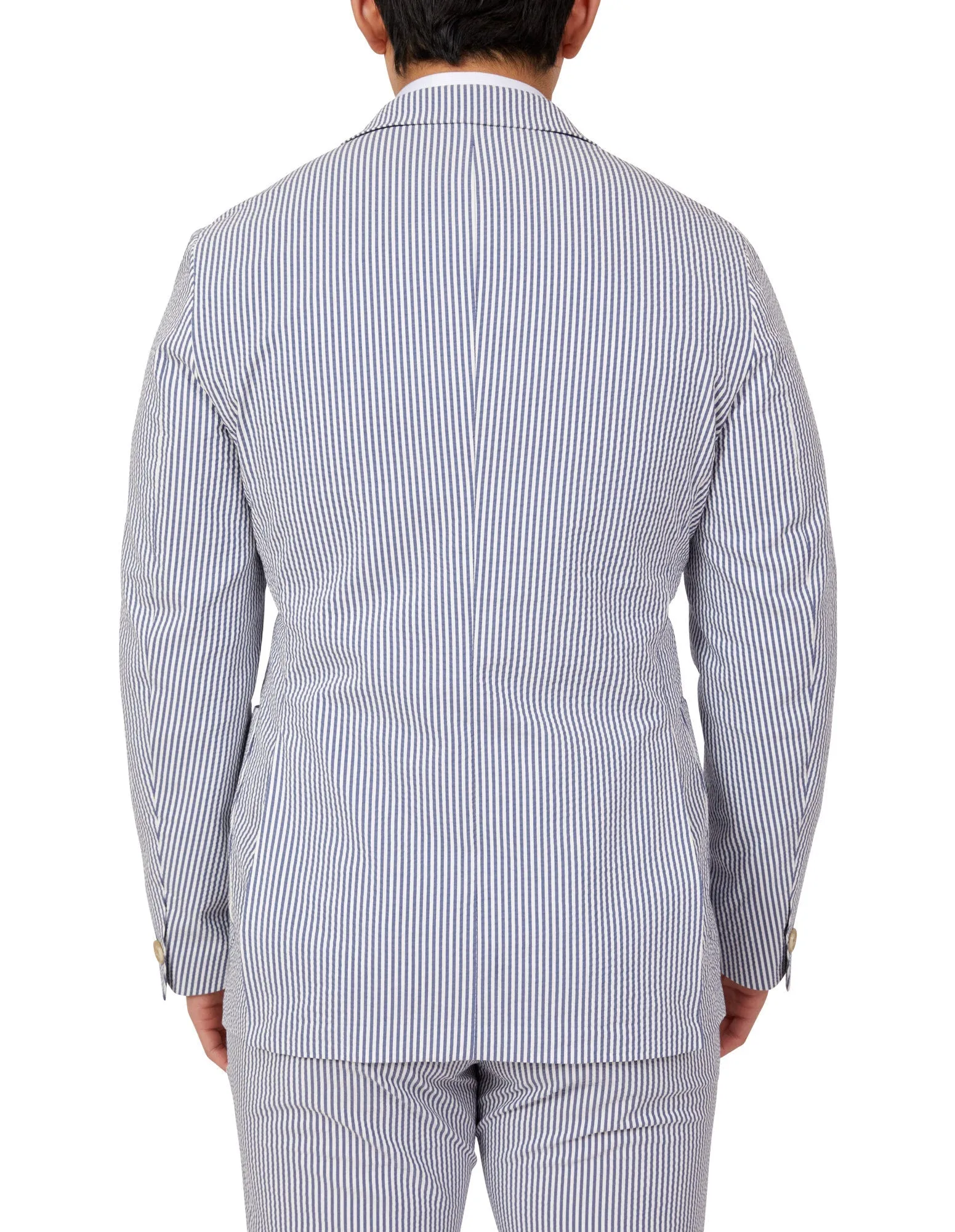 HENRY SARTORIAL Orleans Seersucker Blended Cotton Jacket NAVY/WHITE REG