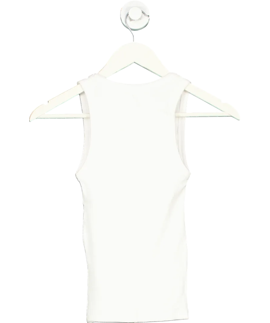 Hiccup White Fitted Ribbed U Collar Sleeveless Top UK 8