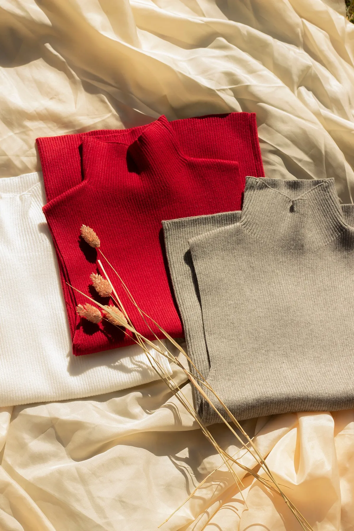 High Neck Ribbed Sweater Vest