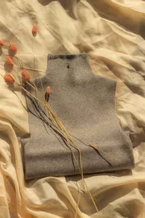 High Neck Ribbed Sweater Vest