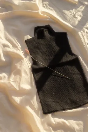 High Neck Ribbed Sweater Vest