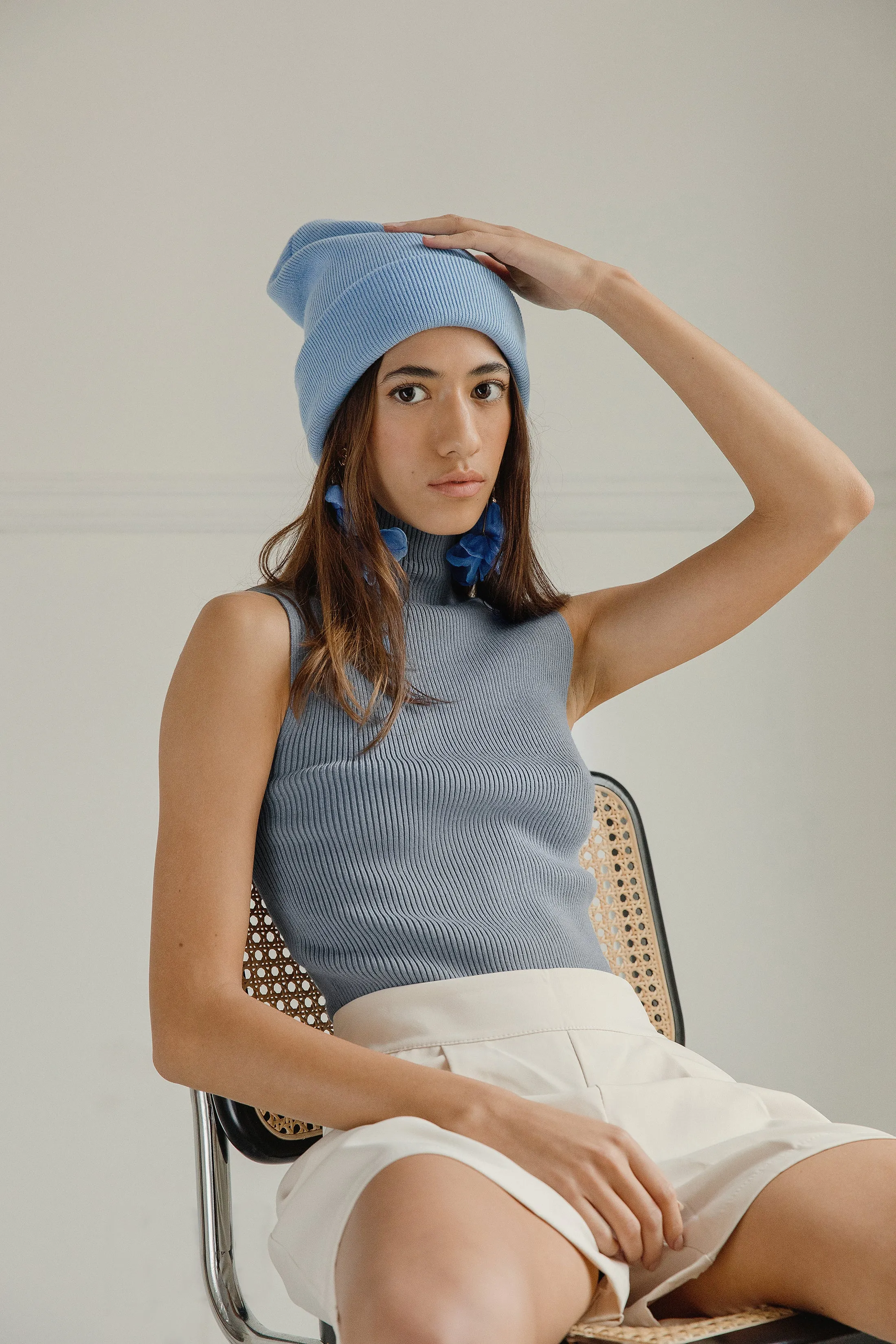 High Neck Ribbed Sweater Vest