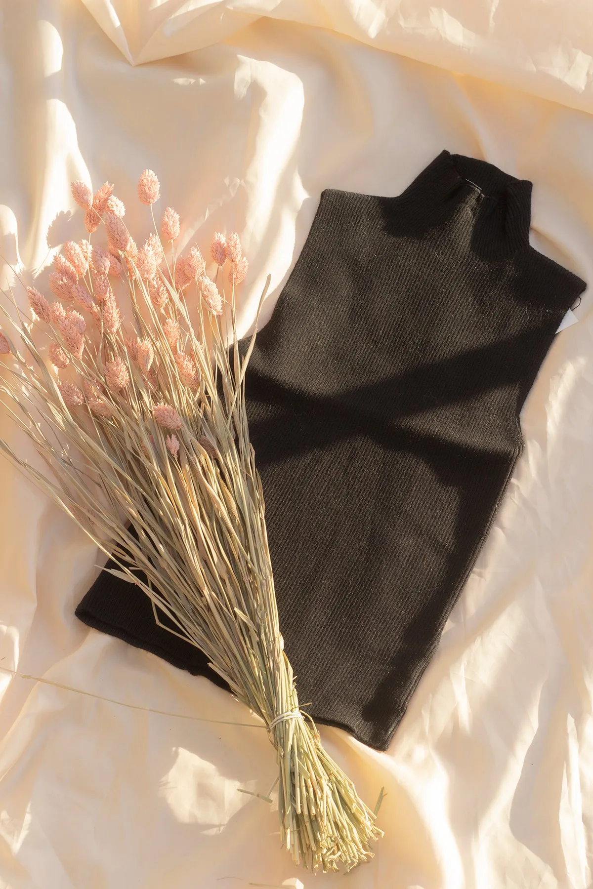 High Neck Ribbed Sweater Vest
