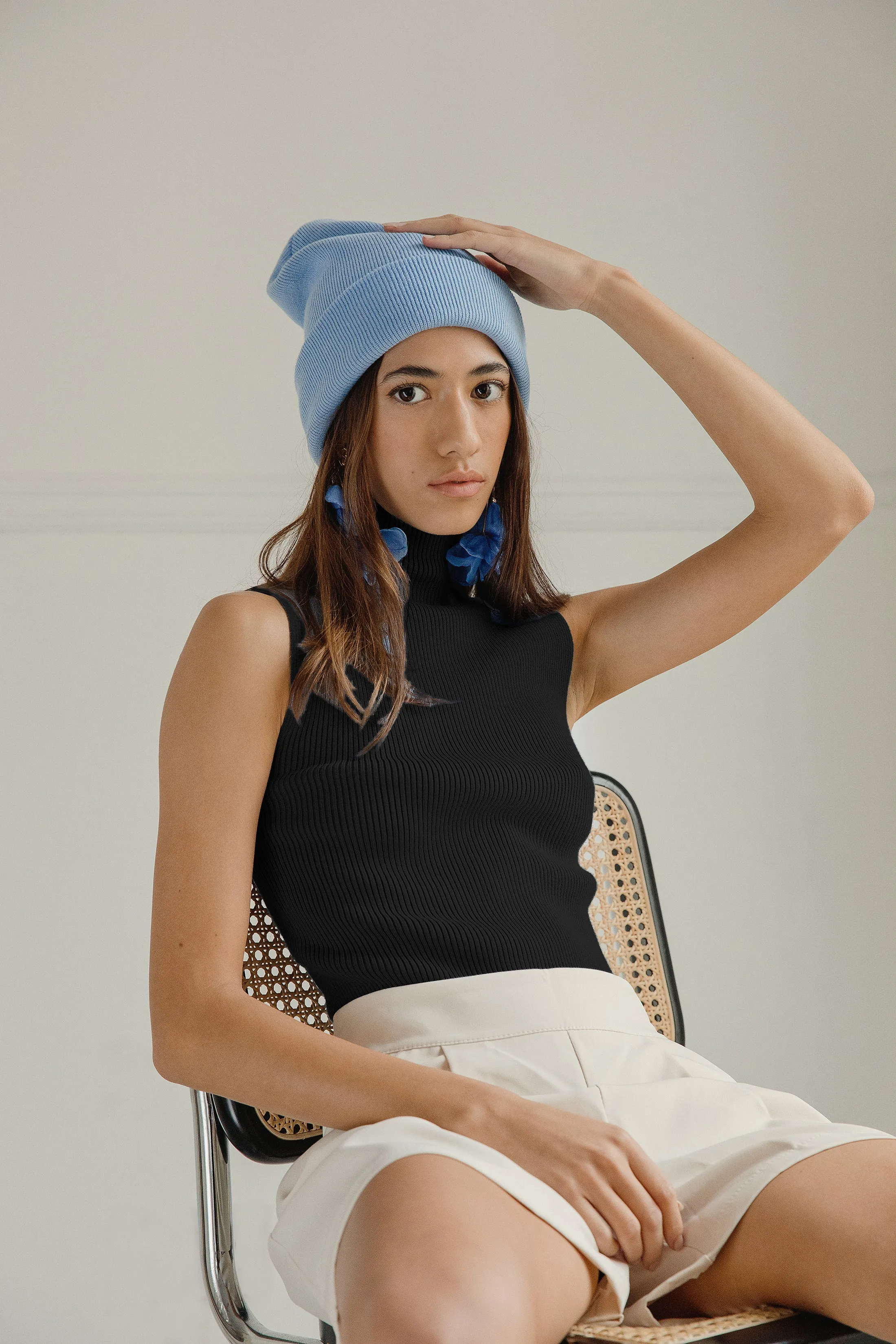 High Neck Ribbed Sweater Vest