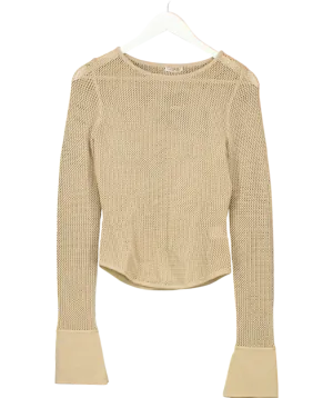 House of CB Beige Flare Sleeve Crochet Knit Top UK S