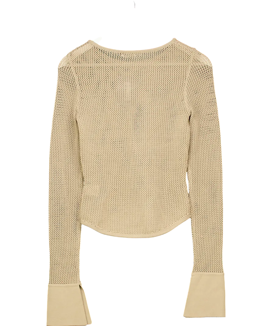 House of CB Beige Flare Sleeve Crochet Knit Top UK S