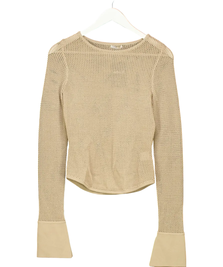House of CB Beige Flare Sleeve Crochet Knit Top UK S