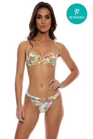 IL MARE - Scalloped Balconette Top & Reversible High Leg Peek A Boo Ring Bottom • White
