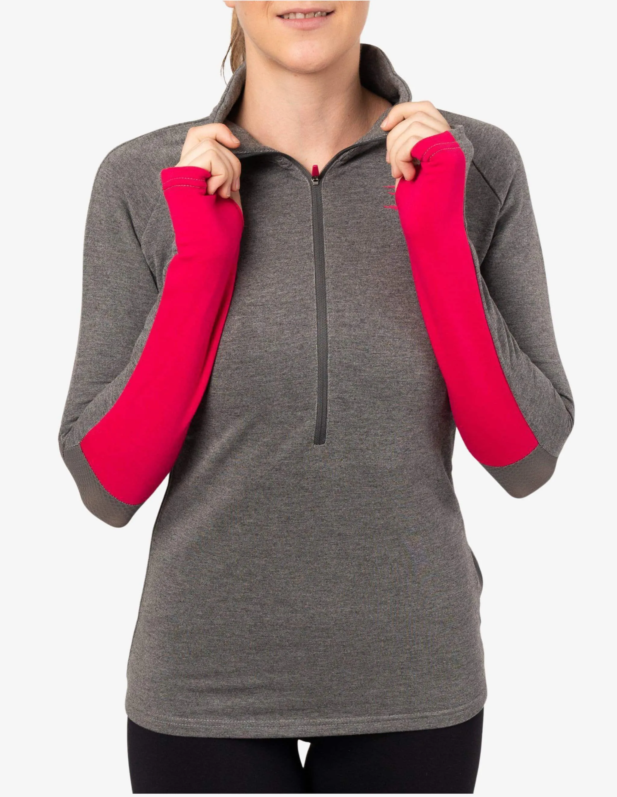 IMPULSE PULLOVER CHARCOAL MARL CRANBERRY