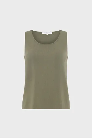 JIYOTI KHAKI MICROFIBER SLEEVELESS SWEATER