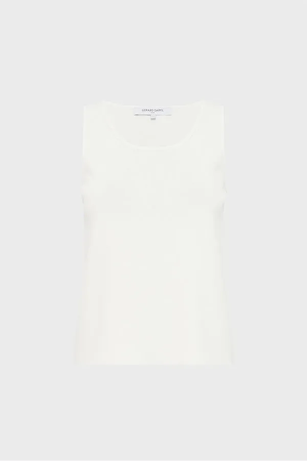 JIYOTI WHITE MICROFIBER SLEEVELESS SWEATER