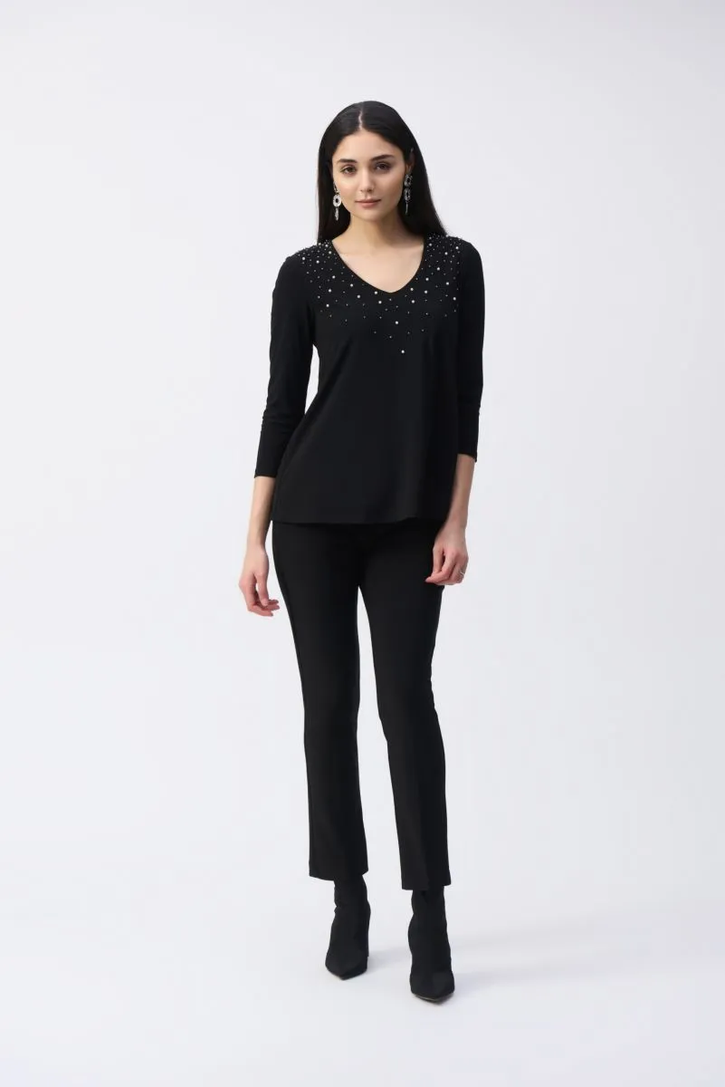 Joseph Ribkoff Embellished 3/4 Sleeve Fit-And-Flare Top 243075