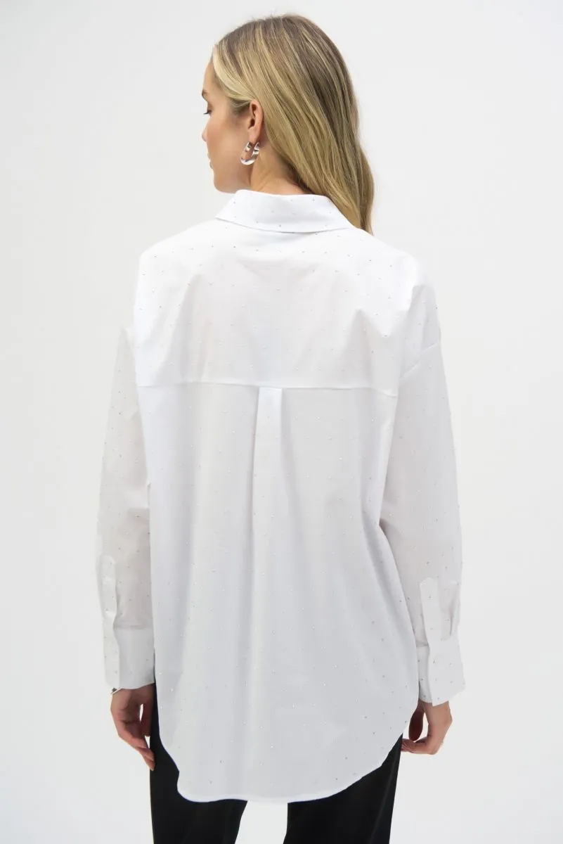 Joseph Ribkoff Embellished Stretch Button-Down Blouse 244950
