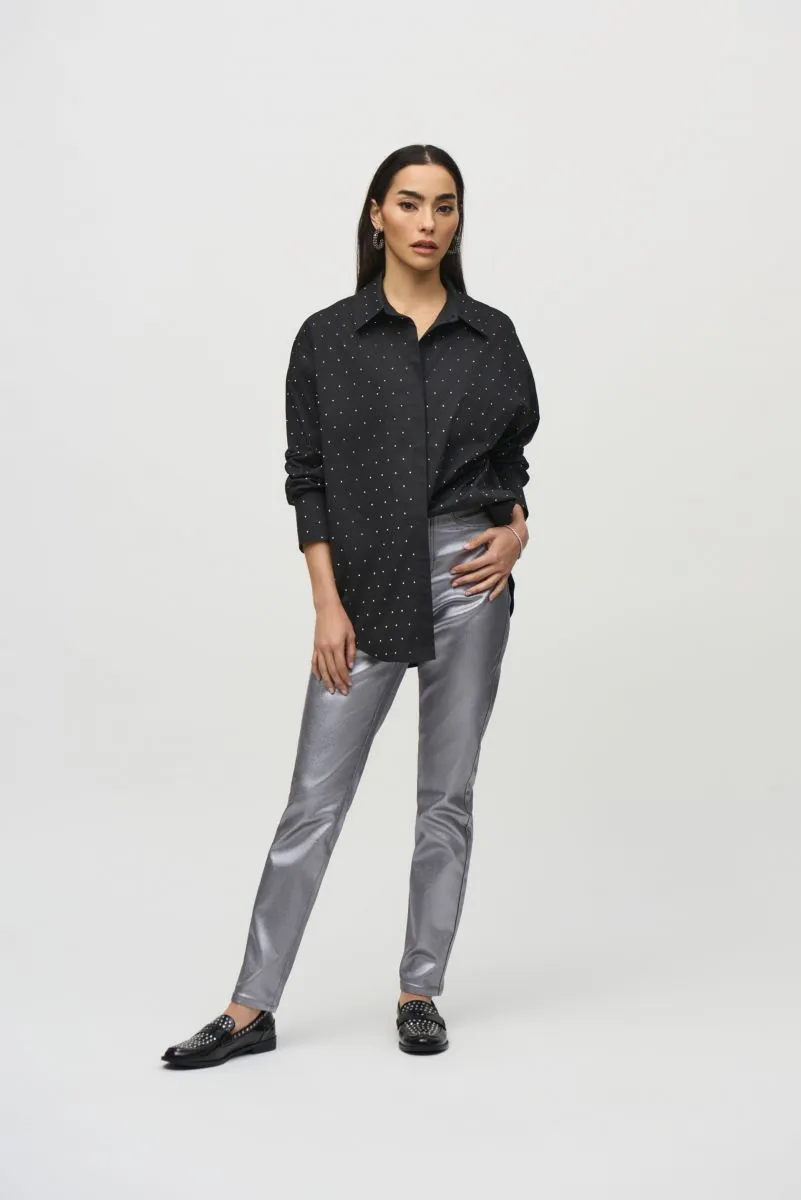 Joseph Ribkoff Embellished Stretch Button-Down Blouse 244950