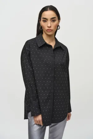 Joseph Ribkoff Embellished Stretch Button-Down Blouse 244950