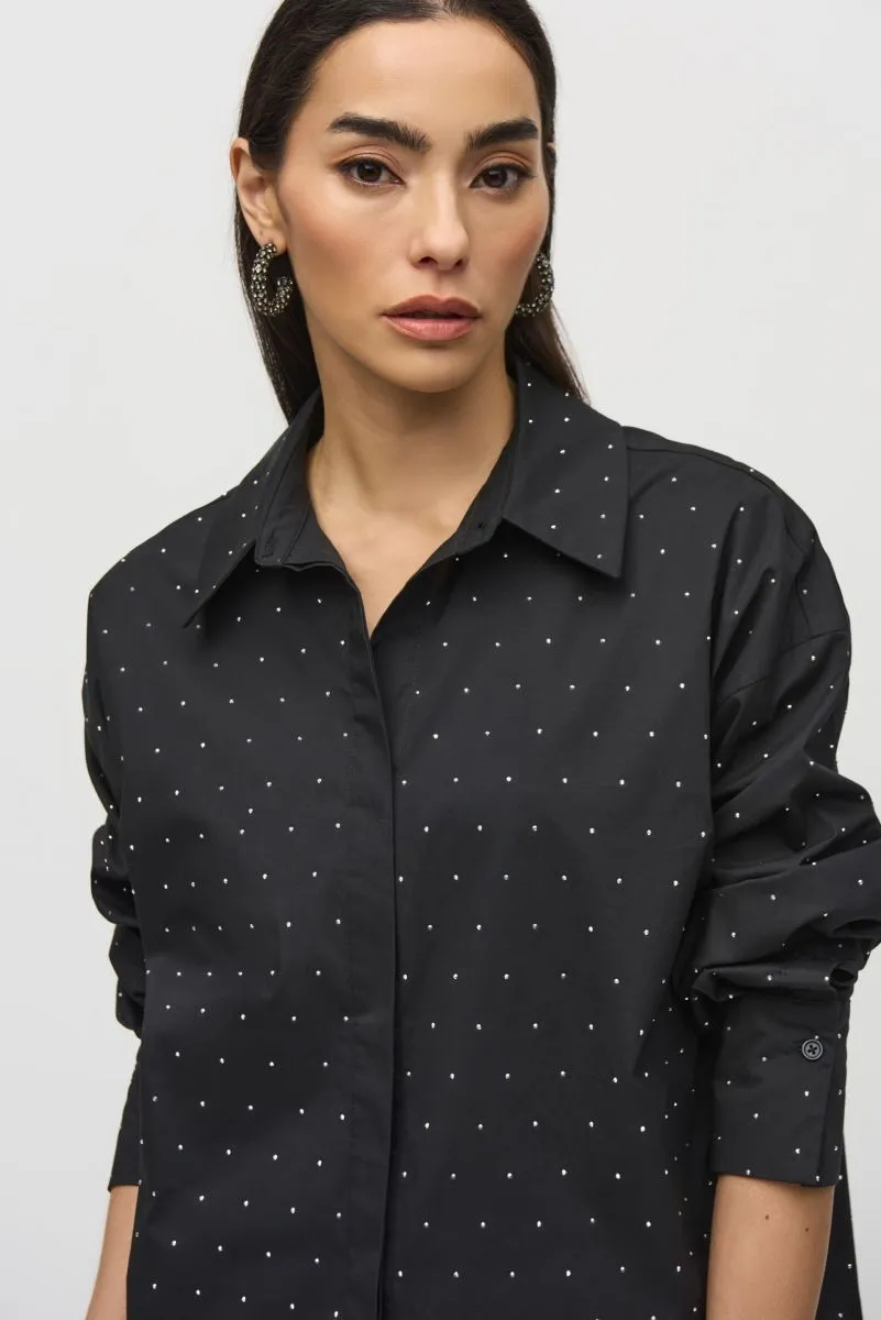 Joseph Ribkoff Embellished Stretch Button-Down Blouse 244950