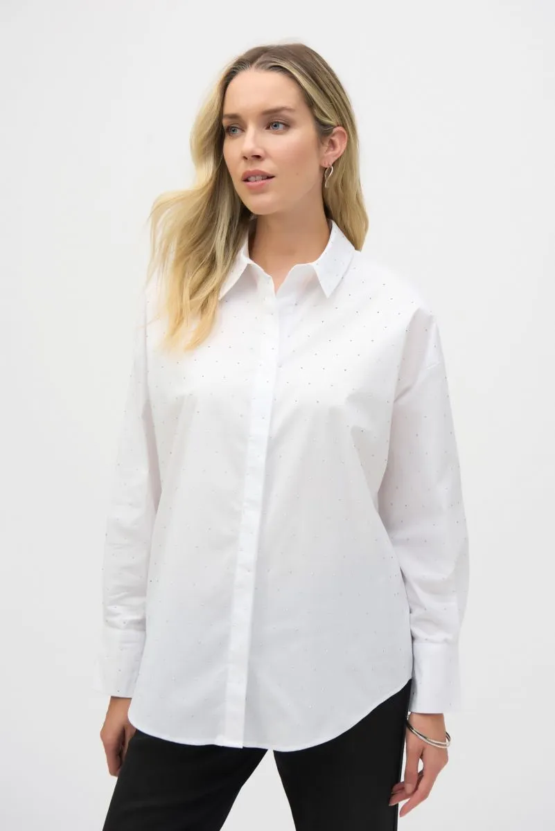 Joseph Ribkoff Embellished Stretch Button-Down Blouse 244950