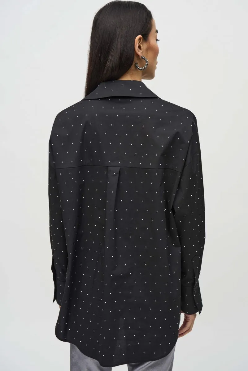 Joseph Ribkoff Embellished Stretch Button-Down Blouse 244950