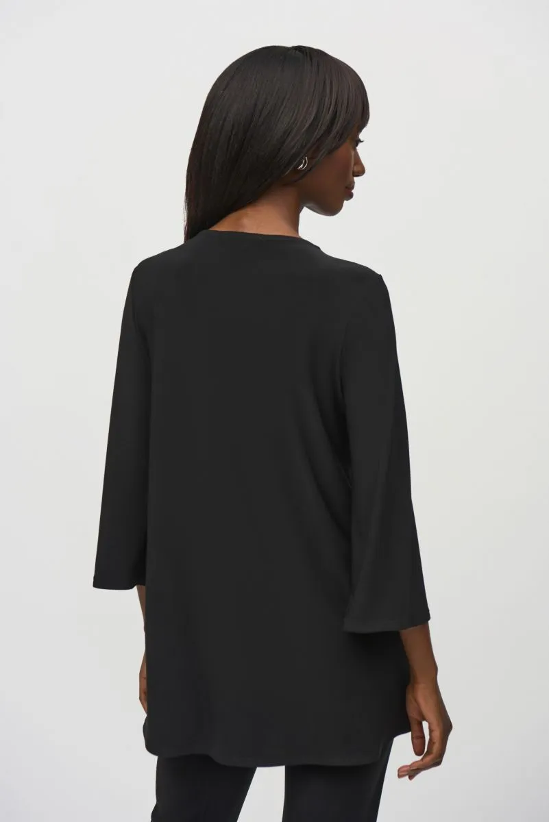 Joseph Ribkoff Embellished Zip V-Neck High-Low Tunic Top 244026