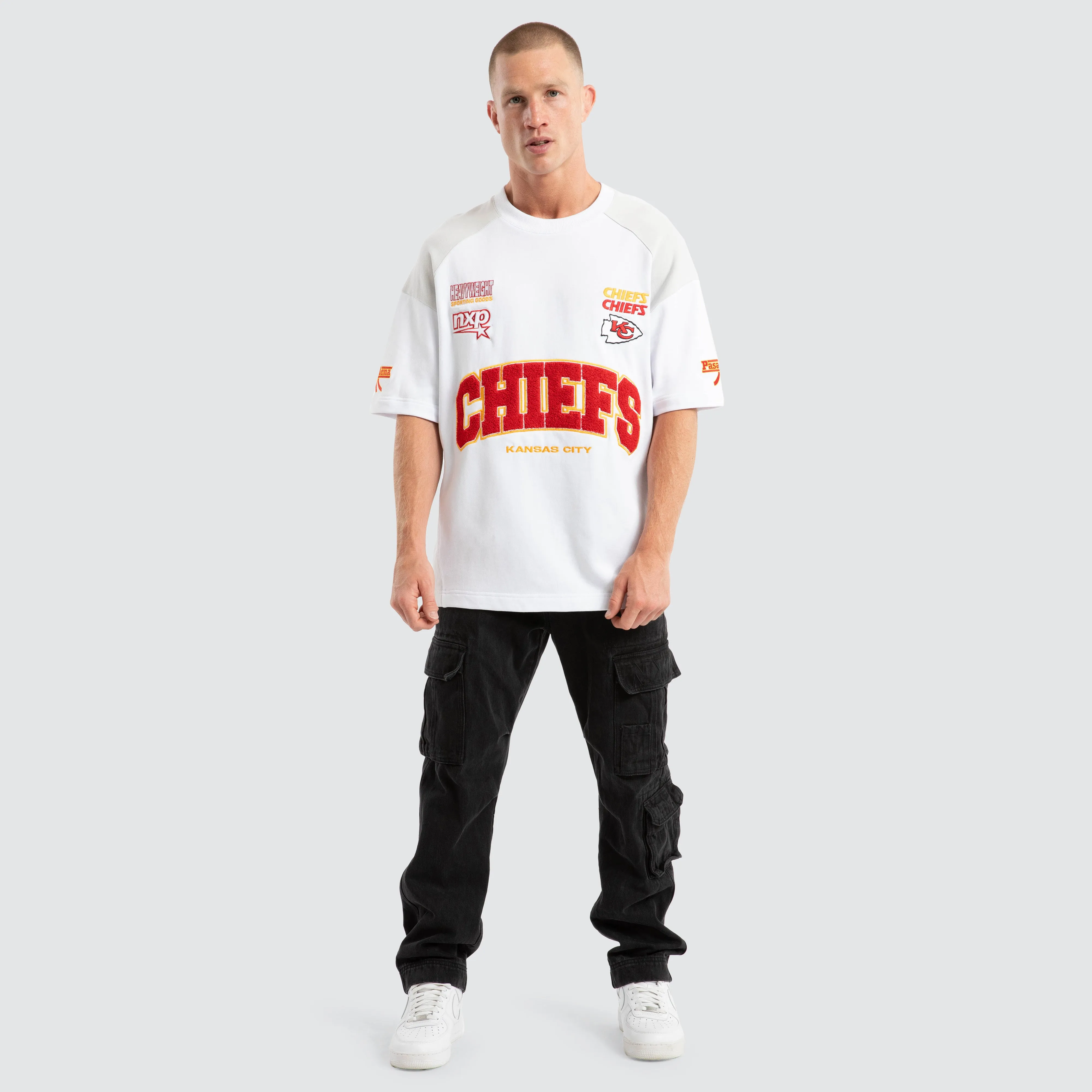 Kansas City Chiefs Catch Loopback Tee White/Glacier Grey