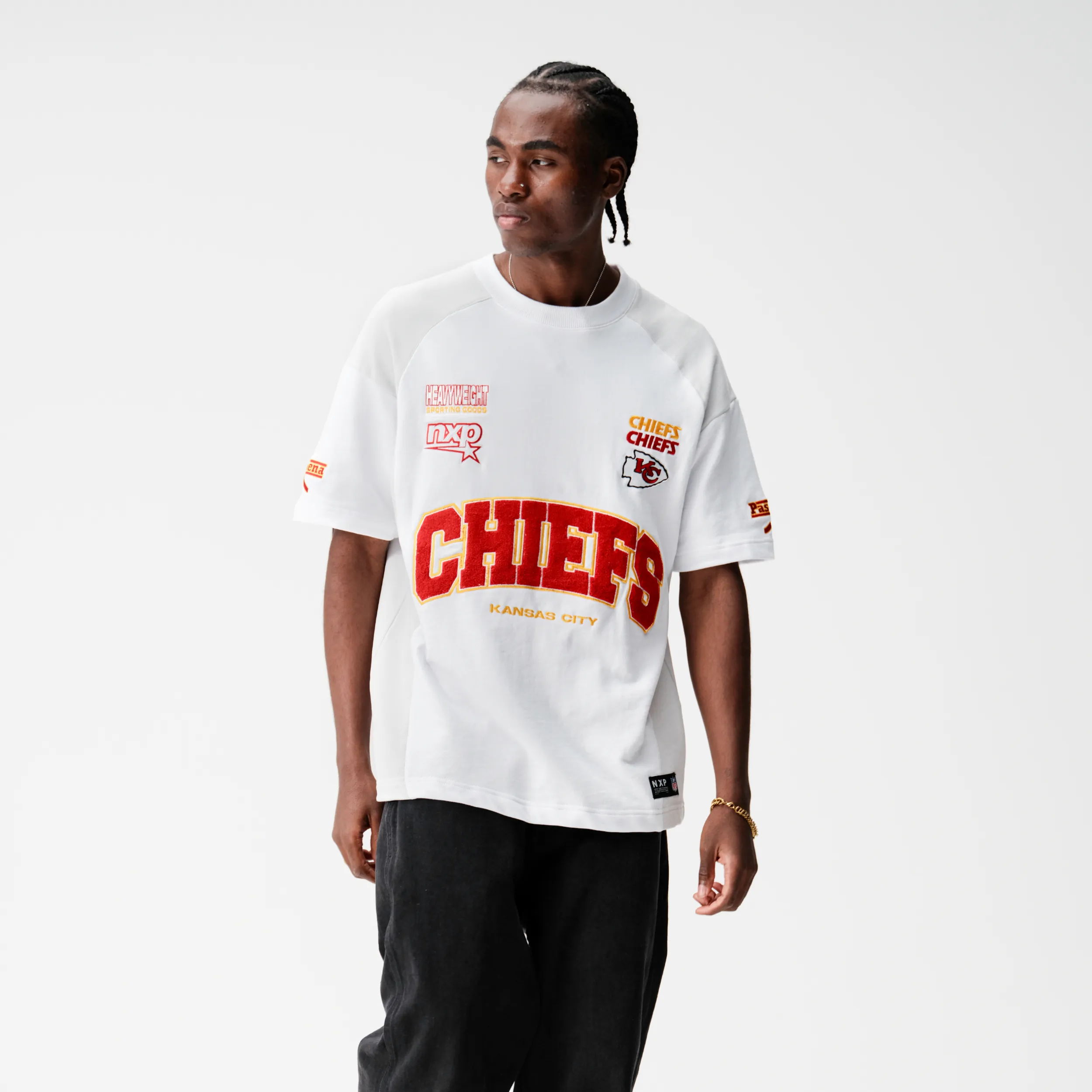 Kansas City Chiefs Catch Loopback Tee White/Glacier Grey