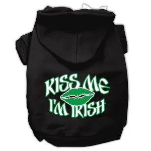 Kiss Me I'm Irish Screen Print Pet Hoodies Black Size Sm (10)