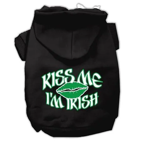Kiss Me I'm Irish Screen Print Pet Hoodies Black Size Sm (10)