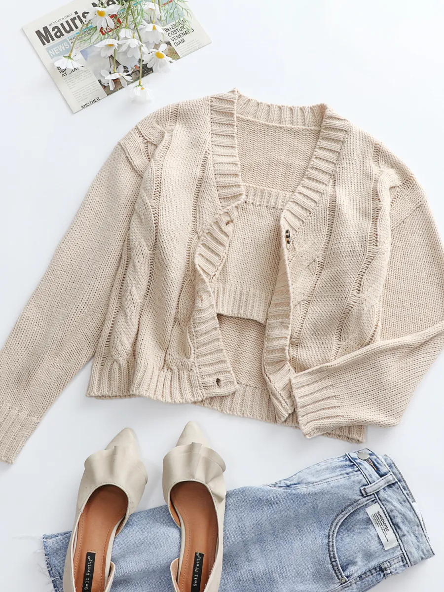 Knit Cardigan Set - Beige