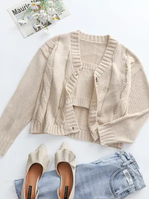 Knit Cardigan Set - Beige