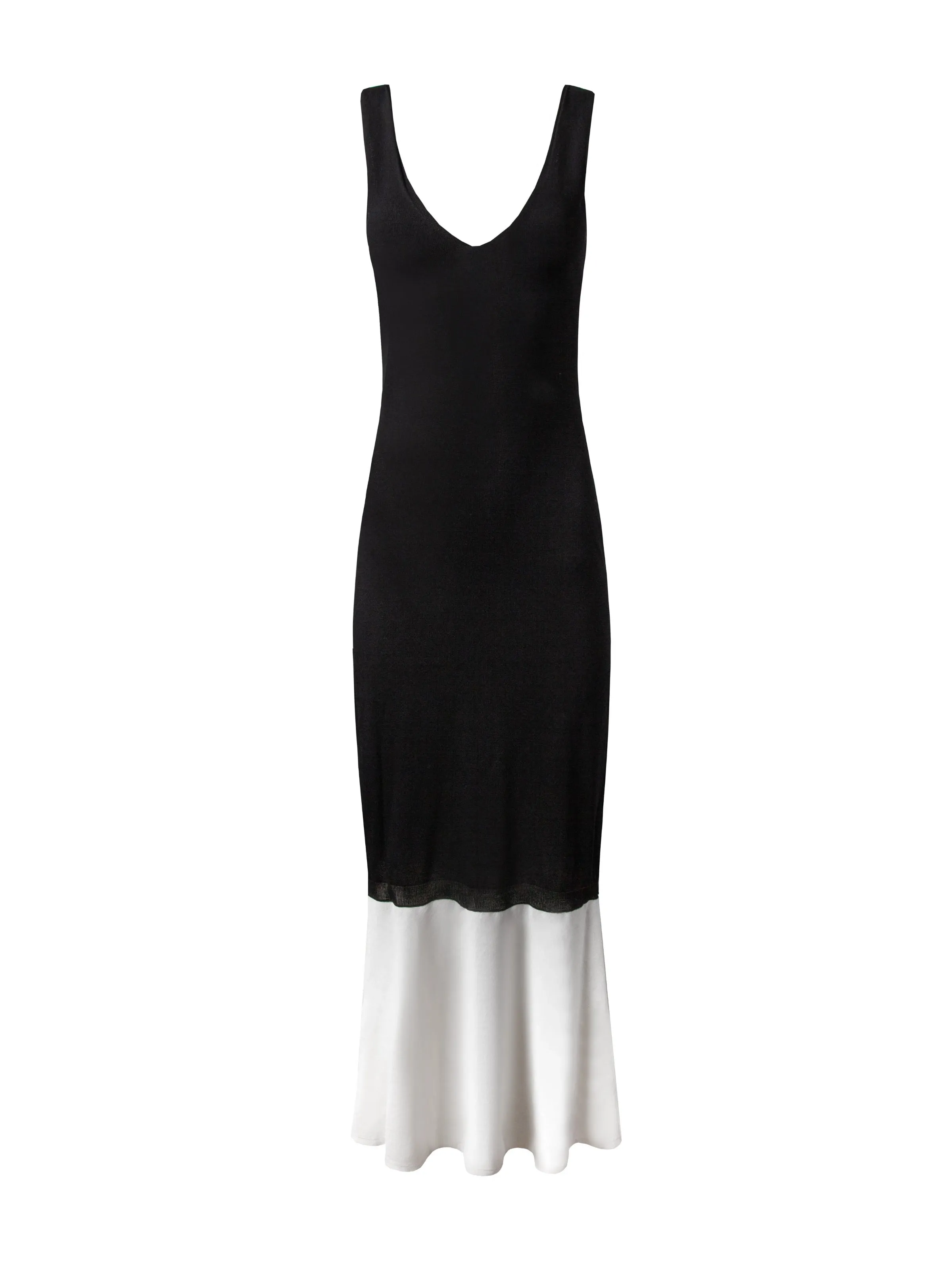 Knit Tank Dress with Ruffle Trim in Black