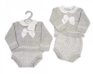 Knitted Baby Short 2 Pieces Set with Bow (0-9 Months) Bw-10-1032