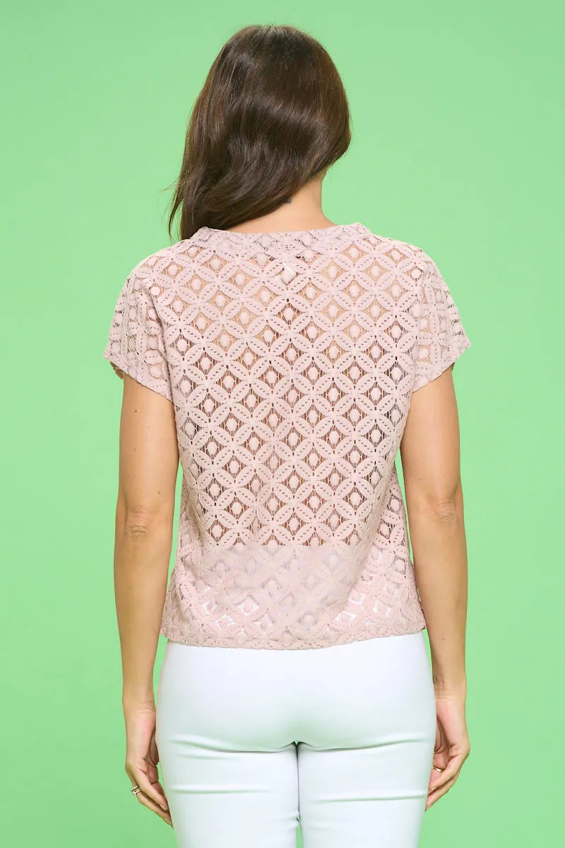 LACE SCOOP NECK DOLMAN BLOUSE