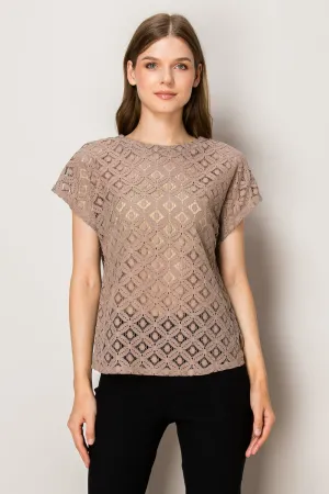 LACE SCOOP NECK DOLMAN BLOUSE