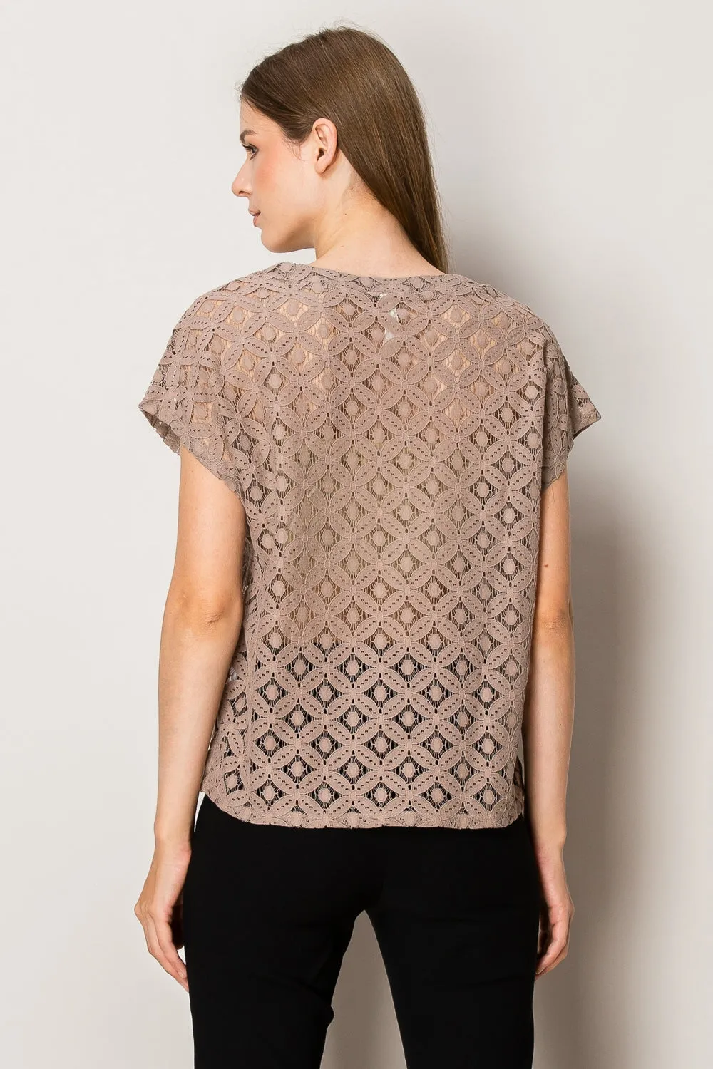 LACE SCOOP NECK DOLMAN BLOUSE