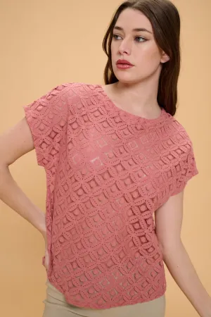 LACE SCOOP NECK DOLMAN TOP
