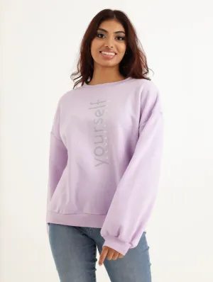 Ladies Blouson Sleeve Screen Pullover - Lilac