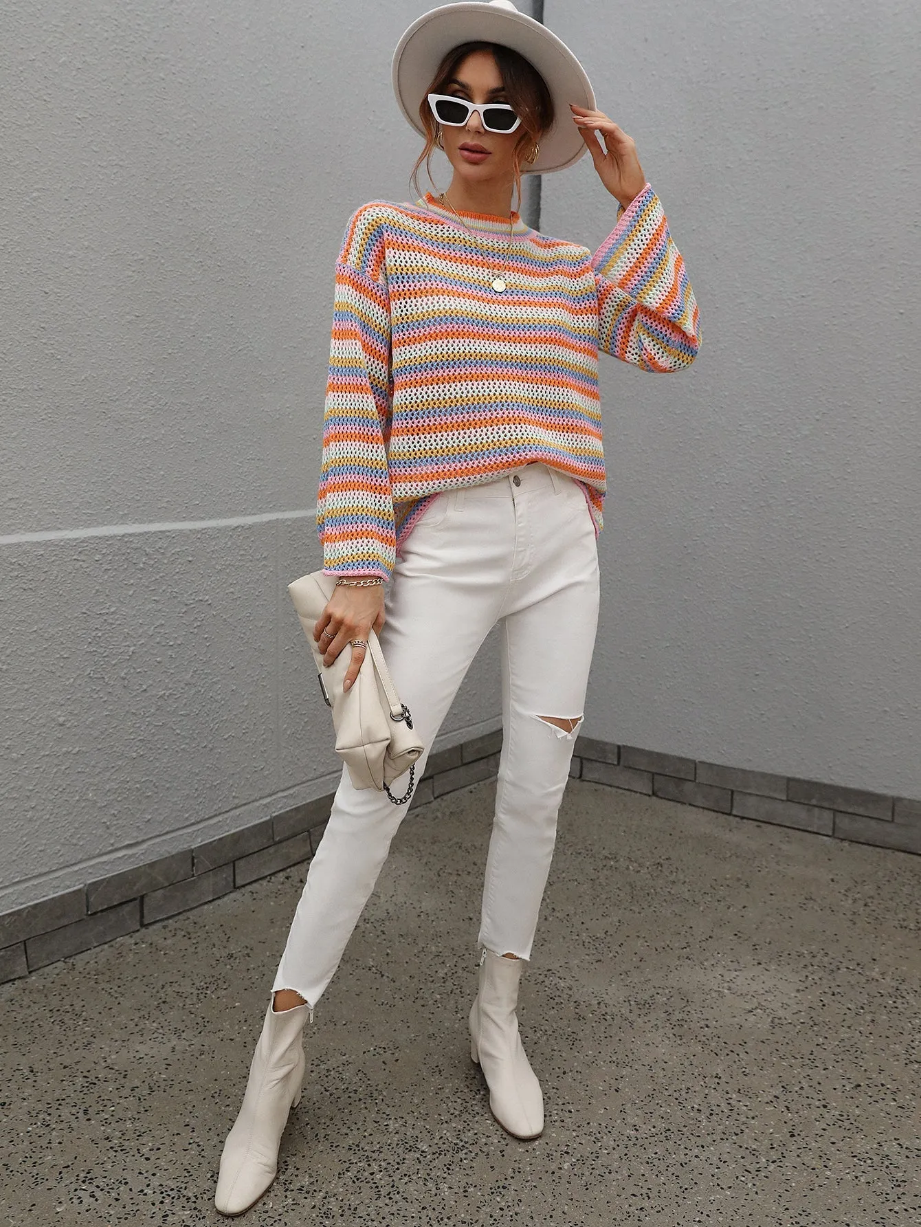 Lallie Knit Top - Pink Stripe Print