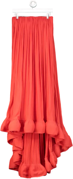 Lanvin Red Bustier Plisse 2008 Runway High Low Dress UK 8