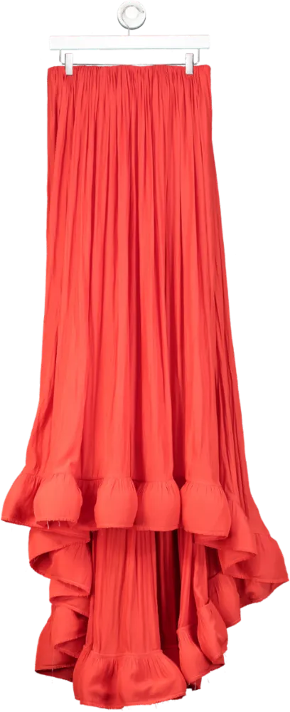 Lanvin Red Bustier Plisse 2008 Runway High Low Dress UK 8