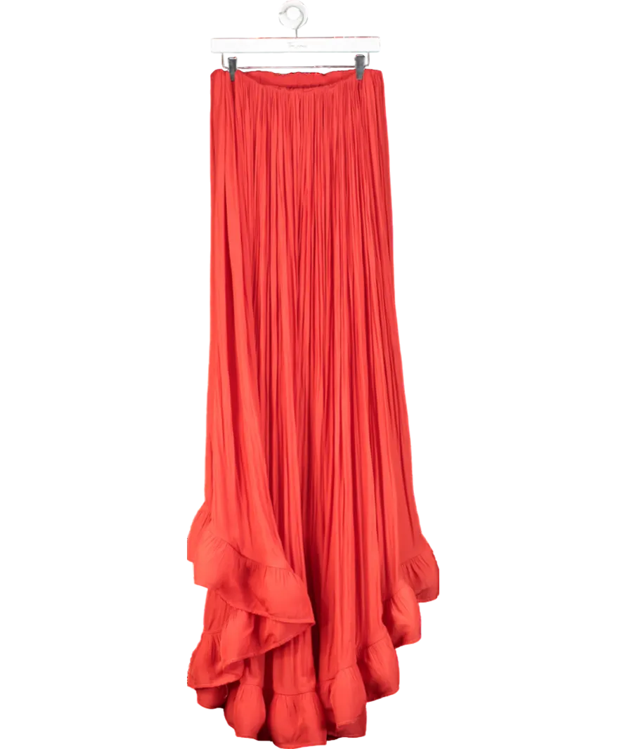Lanvin Red Bustier Plisse 2008 Runway High Low Dress UK 8