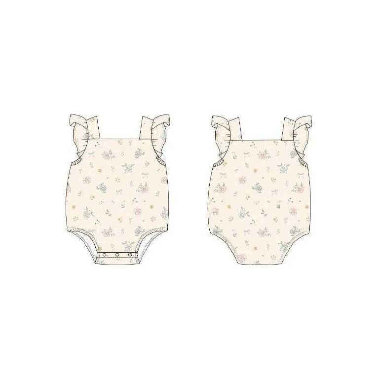 Layne Floral | Bamboo Cross-Back Ruffle Romper