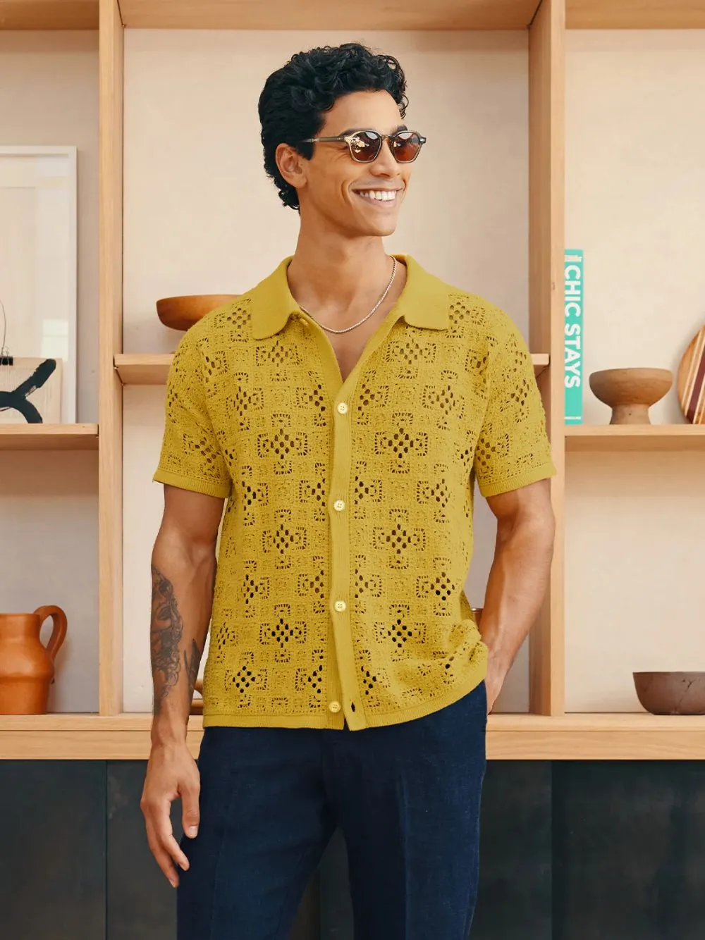 Lemon Raul Crochet Knit Cardigan