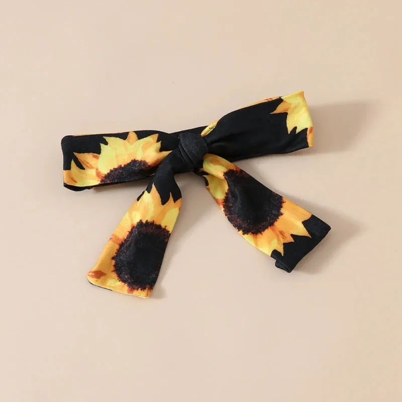 Letter Print Short Sleeve Rompers Sunflower Print Shorts Headband 3Pcs Clothes Set