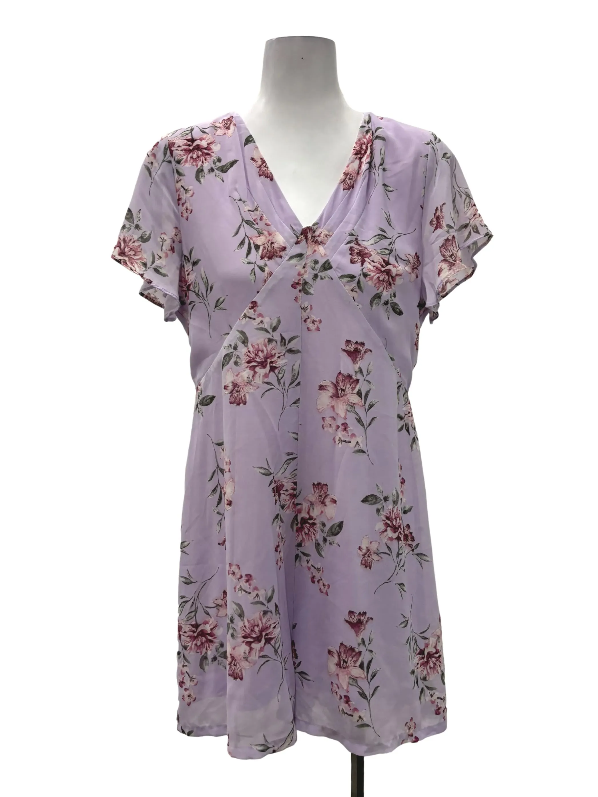 Lilac Floral V-Neck Romper