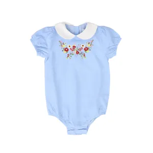 Linen Embroidered Floral Peter Pan Romper