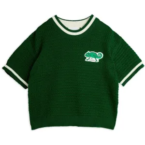 Lizard Crochet Knit Tee in Green by Mini Rodini