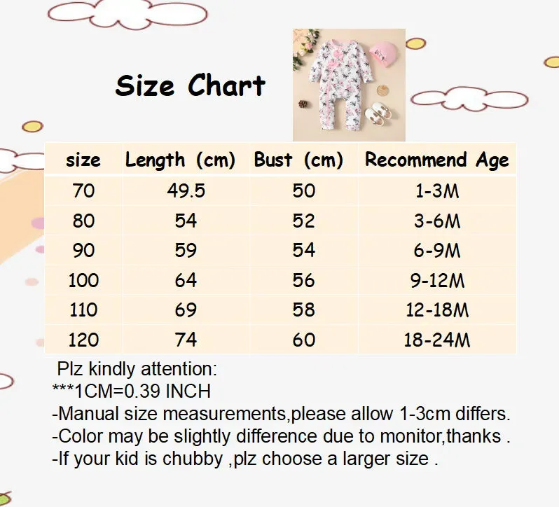 Long Sleeve Flower Romper Set for Newborn Baby Girl
