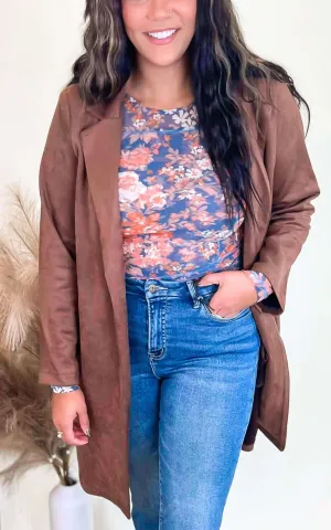Long Suede Lapel Coat - Final Sale*